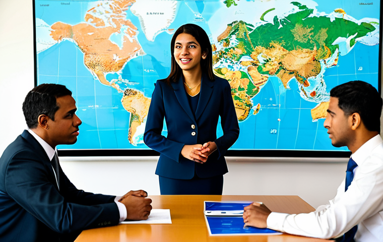 A diverse group of professional individuals, fully clothed in modest business attire and professional uniforms, representing different sectors of the Guyanese and Brazilian economies. They are engaged in a collaborative discussion in a modern, well-lit conference room, with a large digital map in the background displaying integrated transportation routes and trade networks connecting both nations. The scene embodies regional economic integration and cultural exchange. Safe for work, appropriate content, fully clothed, professional, family-friendly. Perfect anatomy, correct proportions, natural pose, well-formed hands, proper finger count, natural body proportions. High quality, professional photography, natural lighting.